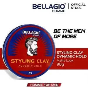 Bellagio Homme Styling Clay Dynamic Hold 90 gr - Matte Look untuk Pria