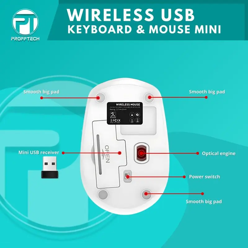 Keyboard Mouse Wireless Combo Profftech MK-03 MK 03 - Keyboard Mini Wireless USB