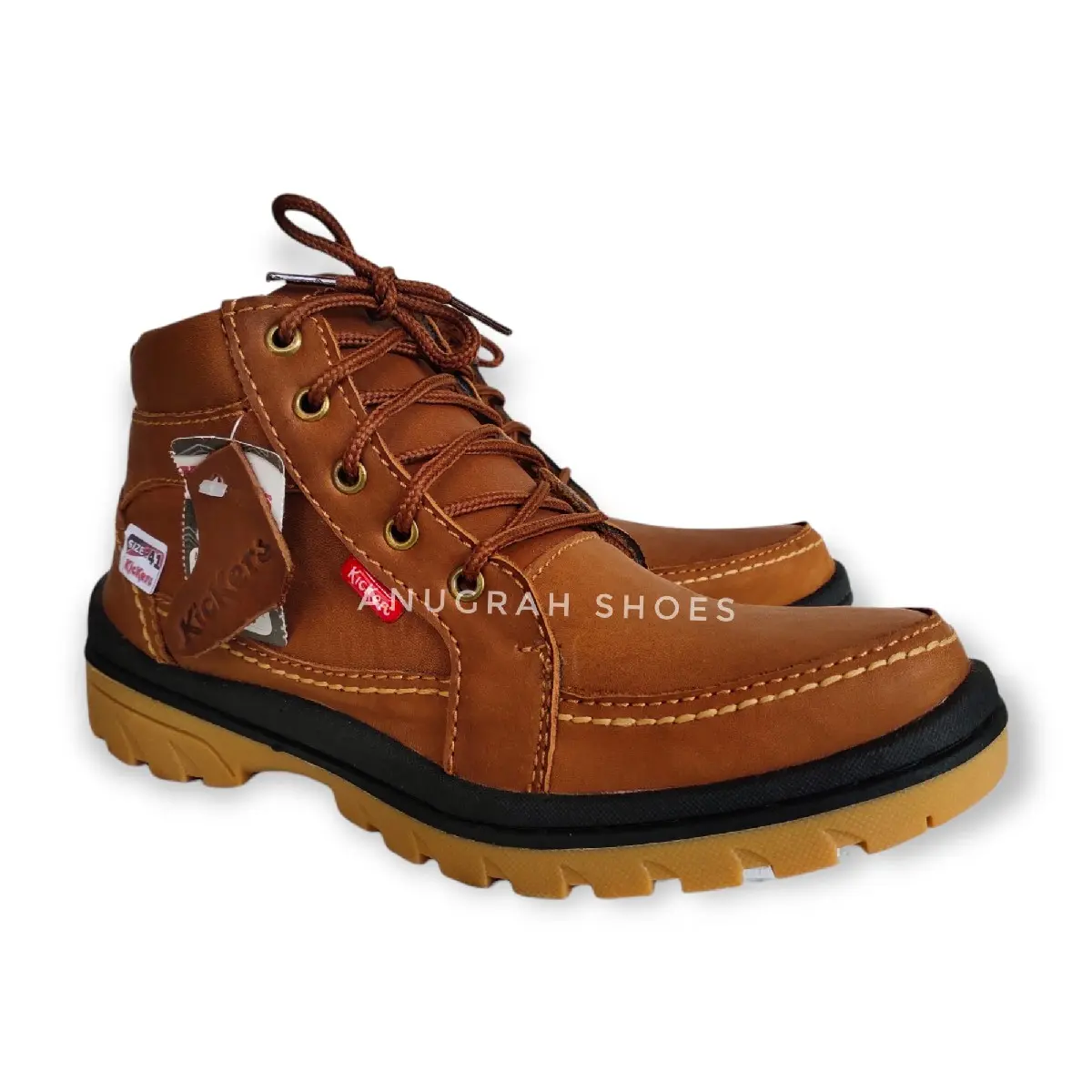 Sepatu Boot Pria Tali Bahan Kulit Asli