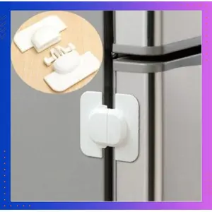 TaffHOME Safety Lock Pintu Kulkas S1843 Pengunci Tambahan Serbaguna Plastik 6.4 x 6 cm Aman untuk Anak Perlengkapan Bayi Mudah Dipasang dengan Perekat Untuk Pengaman Laci Lemari