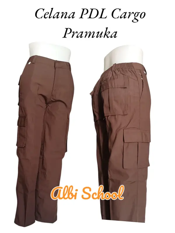 Celana Panjang PDL Cargo  Warna Cokelat / Chocolate Color Seragam Pramuka Sekolah Anak Laki-laki Bahan Famatex Untuk SD SMP SMA Sekolah Dasar / Sekolah Menengah Pertama / Sekolah Menengah Atas 1