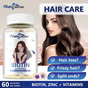 Biotin Gummies for Hair Growth - Biotin 5000mcg Gummies for Strong Hair Nail Skin with Multivitamin Sugar Free Vegan Chewable Hair Growth Gummy for Women Men Kids Blueberry Flavored 30-Day Supply