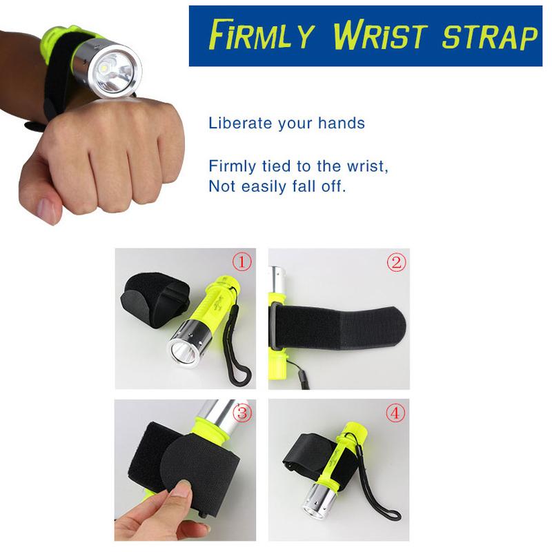Product Introduction of LED outdoor diving flashlight wrist strap portable diving light 19