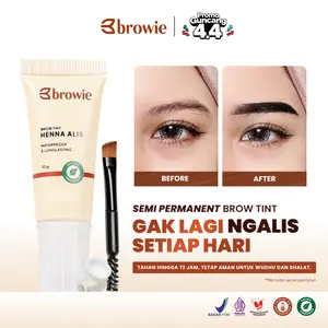 [10GR] browie Brow Tint Henna Alis | eyebrow waterproof gel & Longlasting Black, Brown, Dark brown | BPOM & Halal bukan Pensil alis Cetakan terpisah