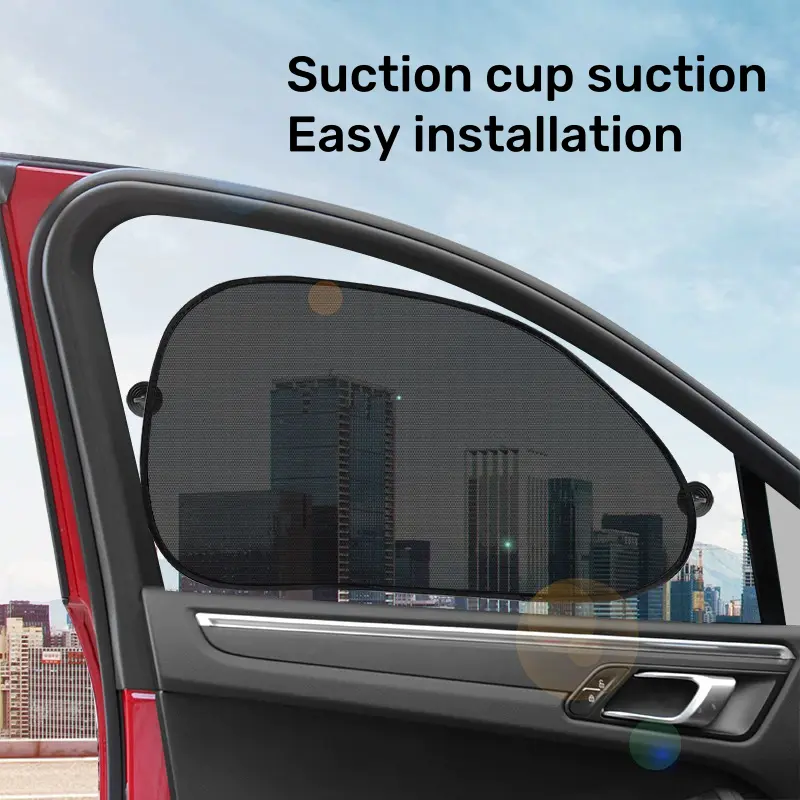 5-piece set of car sunshades, mesh car curtains, suction cup design, sun protection, heat insulation, and cooling