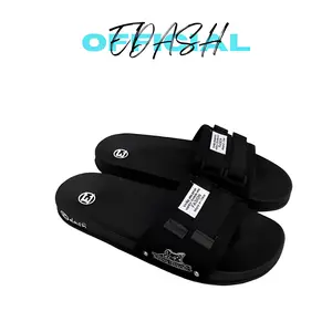 Edash - Sandal Slop Pria Motif Five Time | Sandal Pria | Sandal Slide | Sendal Distro | Sandal Pria & Wanita Size 36 - 43 Karet Pvc Hitam Selop Shoes