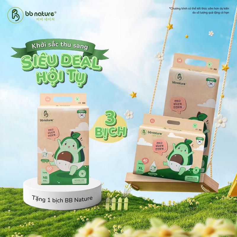 [BB NATURE CLASSIC x TRƯỜNG THỊNH] [MUA 3 TẶNG 1] COMBO 3 BỊCH TÃ/BỈM DÁN/QUẦN BB NATURE CLASSIC MỀM MỊN THẤM HÚT CHO BÉ