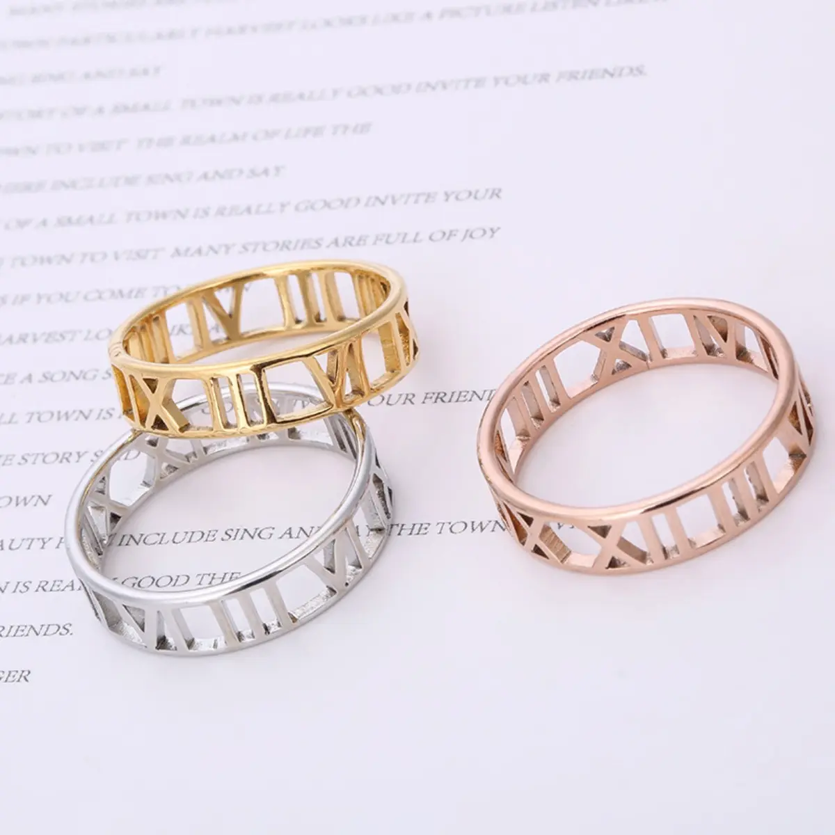 Ring Unisex Fashion Simple Stainless Steel Ring Male Laser Cutting Roman Digital Titanium Steel Ring Female