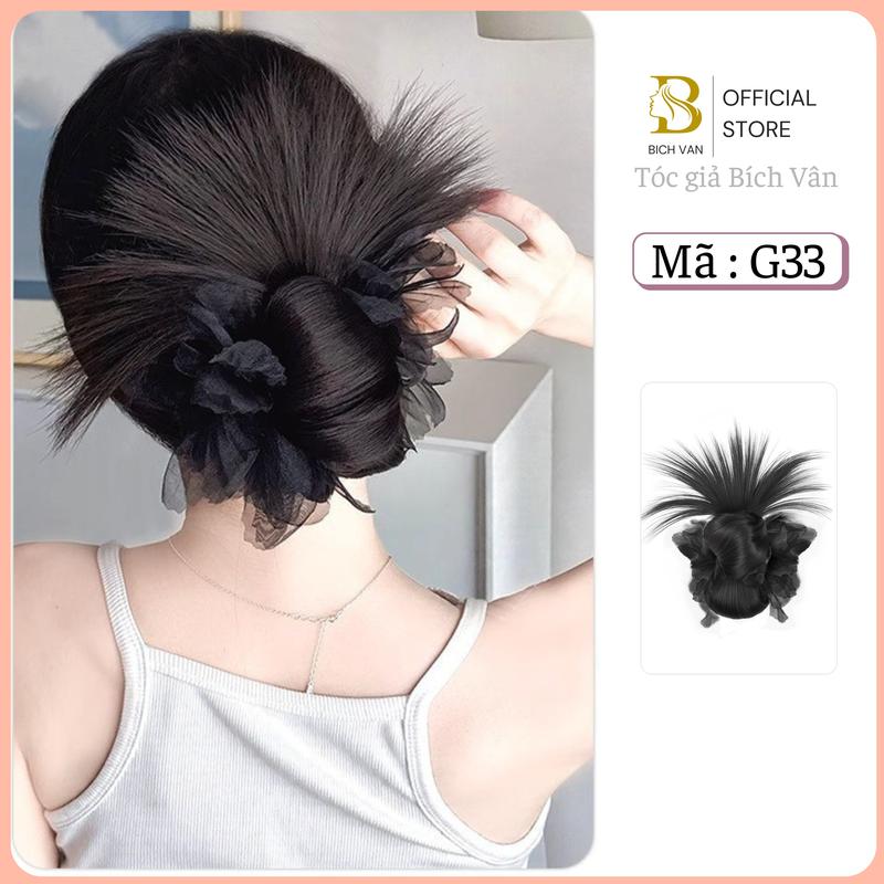 Tóc giả ngoạm nơ Bích Vân , kẹp càng cua tóc giả dịu dàng