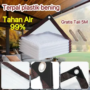 YACHEN Terpal Plastik Bening 99% Tahan Air plastik UV Green House/Tebal Plastik Bening Transparan,Tirai Penahan Hujan/Angin Balkon