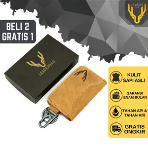 Dompet STNK Mobil Kulit Sapi Asli Leaderbag Terbaru Warna Coklat Tan Premium Waterproof Atau Gantungan Kunci Kendaraan Motor Multifungsi DIABLO