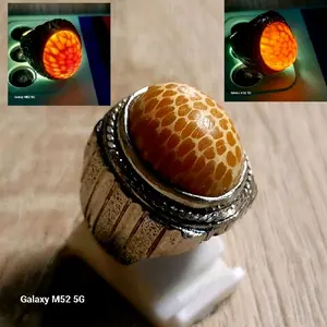 Cincin kayu liwung tutul macan serat putih tembus senter asli natural Rings Batu Akik