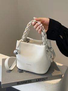 レディース バケットバッグ／大容量・レザー製ショルダー／クロスボディハンドバッグ、旅行・仕事・日常使いに最適なトレンディなデザイン