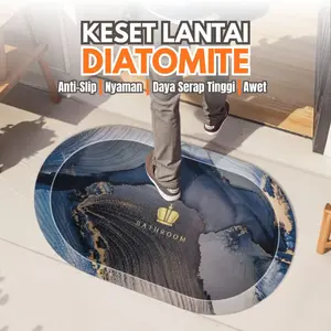 Keset Lantai Anti Slip Persegi / Keset Lantai Anti Slip Oval / Keset Kamar Mandi Bahan Diatomite Ukuran 38cm x 58cm / DD-31A, DD-31B