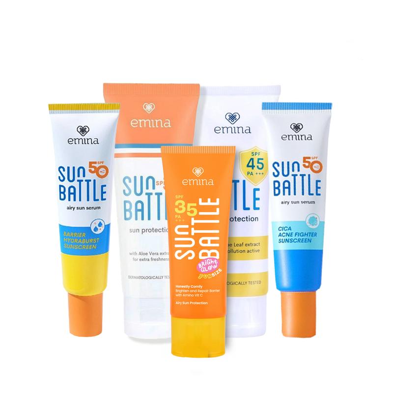 Emina Sun Battle Sunscreen Lengkap SPF 30/45/50 PA++++ Sunblock Emina ...