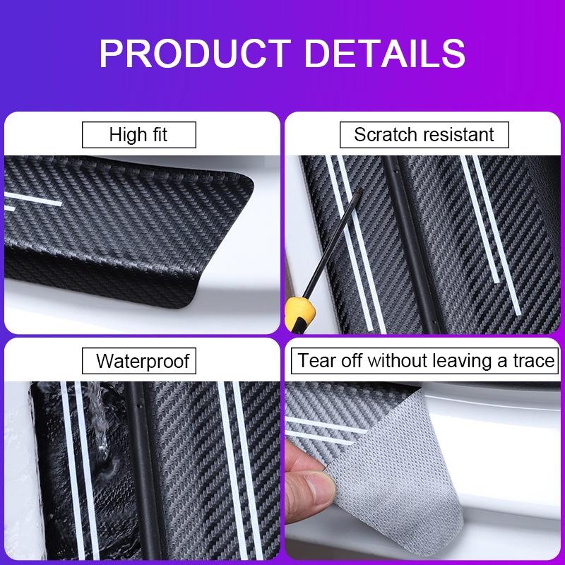 Product Introduction of Car Door Threshold Sill Sticker Carbon Fiber Decorative Strip Door Sill Anti Scratch Trunk Protector Car Accessories 33