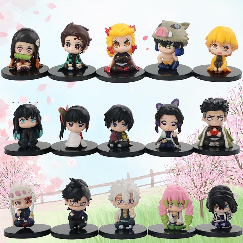 5Pcs/set Demon Slayer Doll Tanjirou Zenitsu Nezuko Action Figures