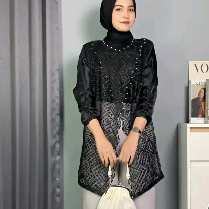 Zize Outer Tunik brokat sapto full payet/ Outer kondangan outer wisuda Formal Wanita Pesta Atasan 3