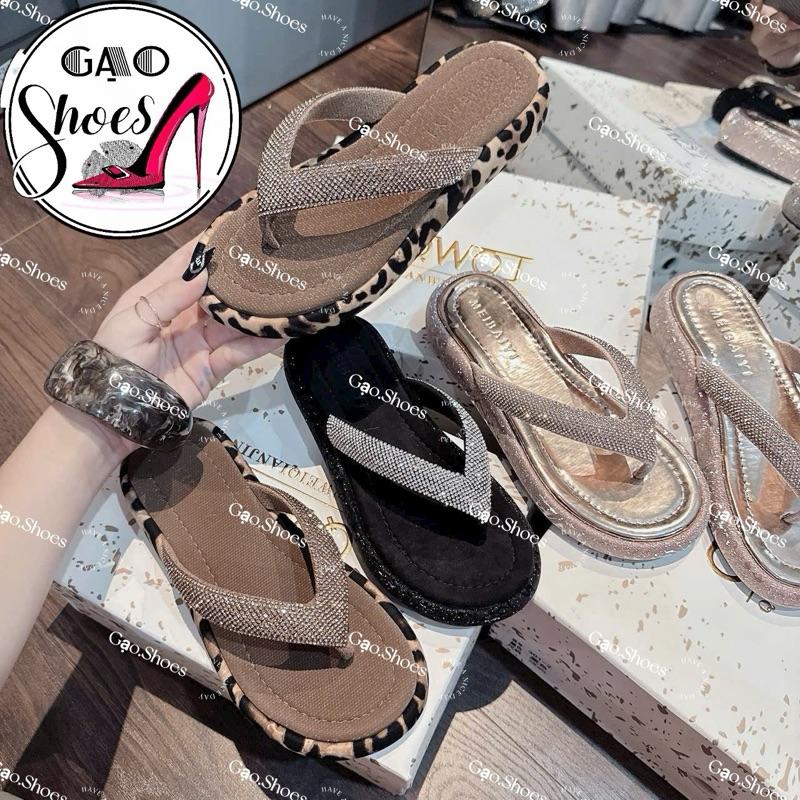 Gạo.Shoes [Có BIGSIZE] Dép Tông Nữ, Đế Bánh Mỳ Cao 3 CM, Quai Đá Cao Cấp.
