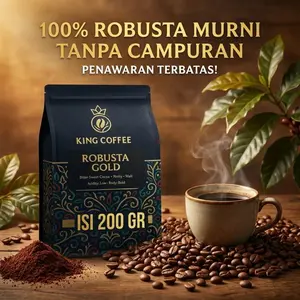 Kopi Robusta Gold 100% Murni Premium 200 Gram Asli Lereng Gunung Kelir Fresh Roasted Harian Bubuk & Roastbean Aroma Wangi Kental