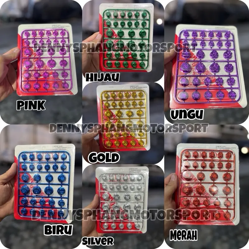 ￼(Dennysphangmotorsport)cover Baut probolt flower Tutup baut 10 12 14 Monel flower warna Aksesoris motor tutup steker plating sekrup bingkai mesin Universal semua motor Motorcycle