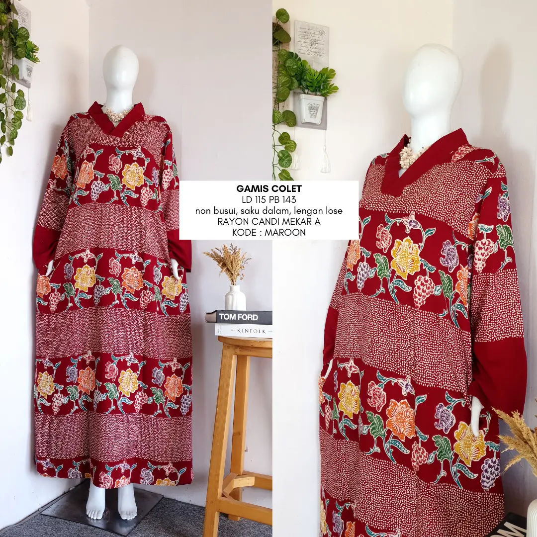 gamis colet  LD 115 | busui friendly | longdress batik pekalongan by sachy