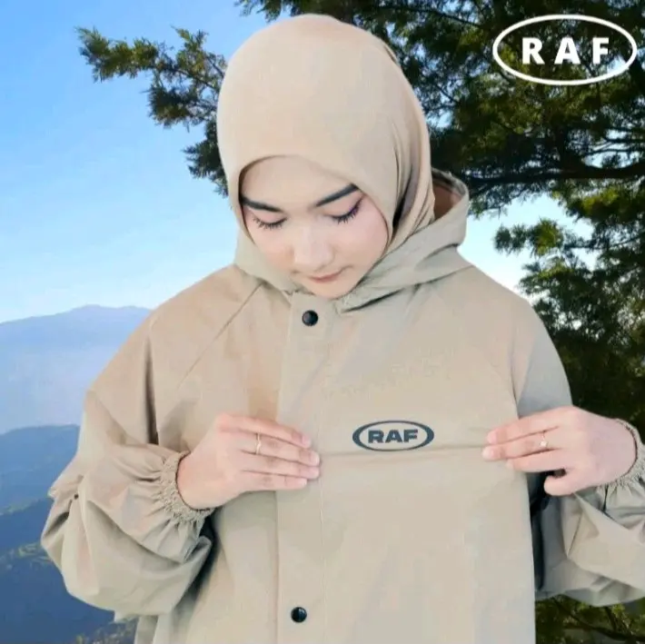 RAF Jas Hujan Setelan Pria Wanita Bahan Tebal Elastis Tahan Air Pvc 8