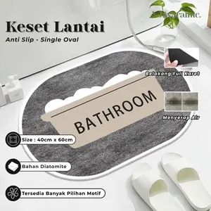 Javaramic Keset Kaki Diatomite Kamar Mandi Dapur Premium Anti Slip Serap Air Lembut Anti Bau Oval