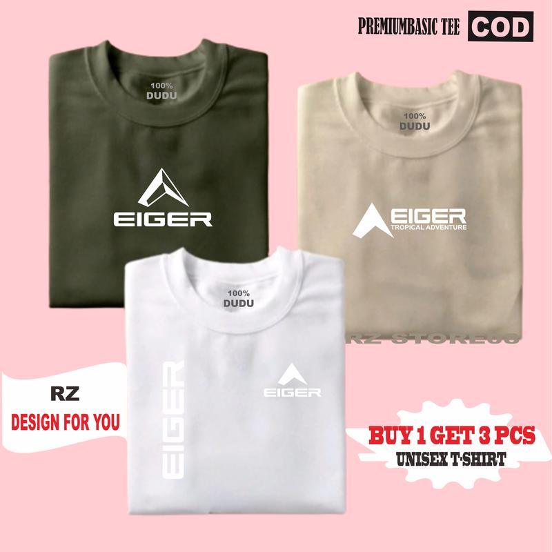 BUY 1 OR 3 PCS Kaos T-Shirt 100% Katun Combed 30s - Kaos Distro Cowok Cewek Branded - Baju Kaos Distro Pria Keren Articel Eiger Kr  Eiger Ad Eiger Print White Premium Kaos Oblong 4