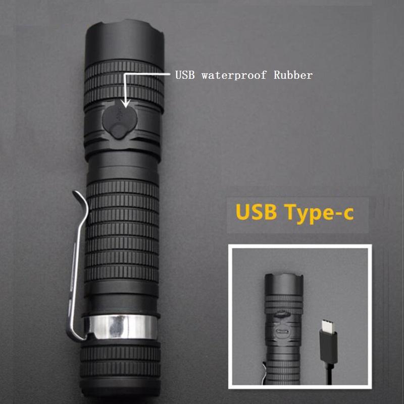 Product Introduction of S11 Zoomable USB C Rechargeable 18650 2200mah LED Flashlight XPL 1200lm with Power Indicator and Magnet Tail 5