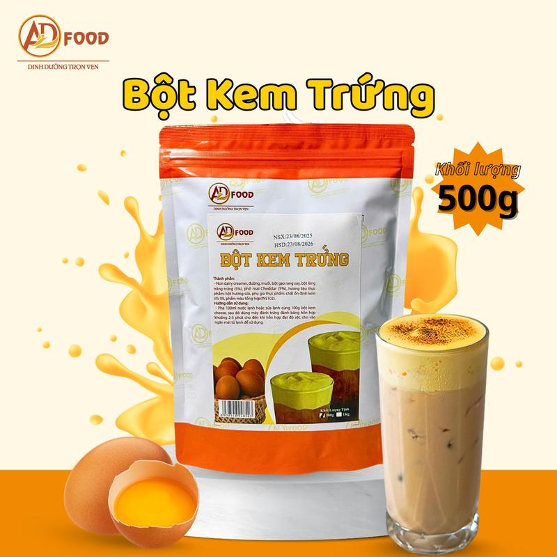 500g Bột kem trứng ADFOOD - làm topping đồ uống, topping cream bột  milk foam muối biển, bánh ngọt kem cheese, cà phê phủ kem cheese...