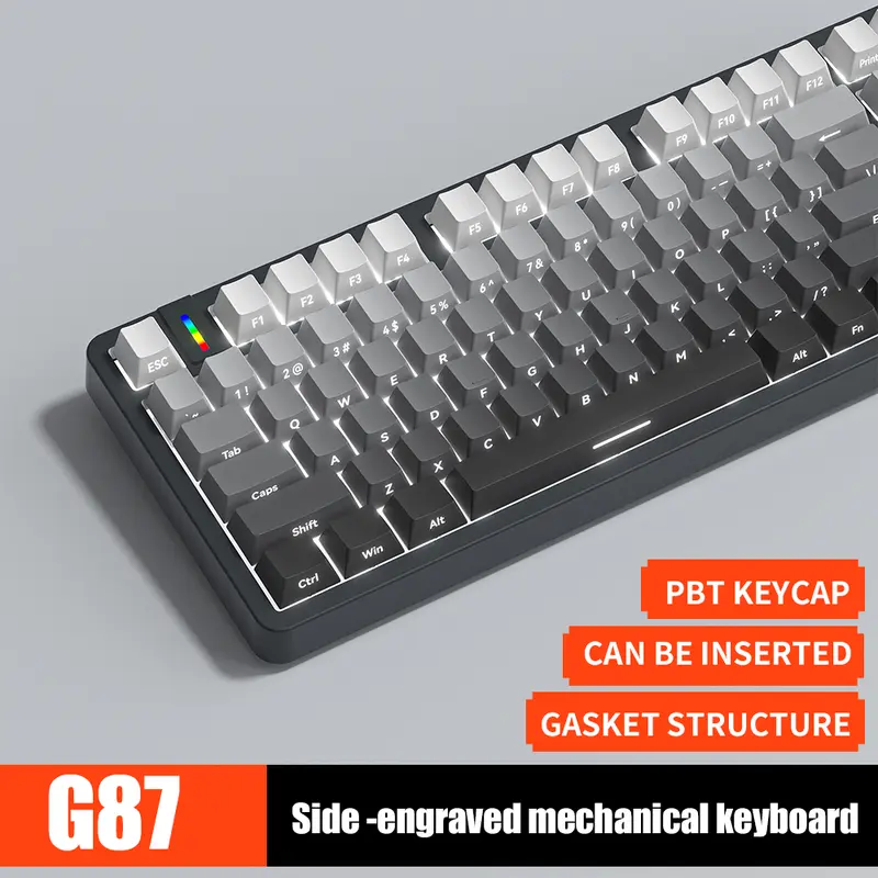 ZIFRIEND G87 Gaming Mechanical Keyboard 87 Keys Side Engraved Keycaps RGB Lighting Wired Hot Swap Noah Silver/Silent/Red/Brown Switch Keyboard 1