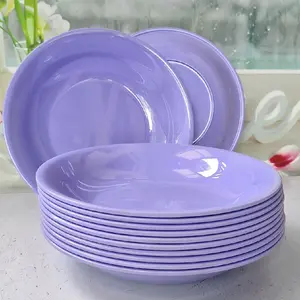 6Piring Makan Melamine Cekung 23cm 9inch Ungu Lilac Polos  Kitchenware