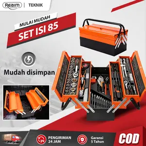 Alat Bengkel Tool Kit 85 Pcs Tool Box Kunci Sok Set Pekerjaan Mobil Hand Toolset / Tool Kit Set / Toolkit Tool box