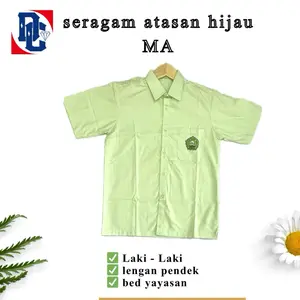 SERAGAM SEKOLAH - HEM ATASAN HIJAU- LENGAN PENDEK KAIN TEBAL BAHAN OXFORD