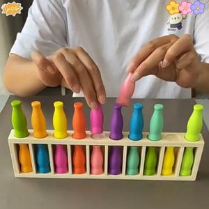 Set de 20 piezas de Juego de Emparejamiento de Botellas Coloridas - Juego de Mesa Educativo para Adolescentes, Mejora Habilidades de Memoria y Lógica, Ideal para Regalo de Halloween o Cumpleaños, Incluye Botellas y Tarjetas de Emparejamiento.