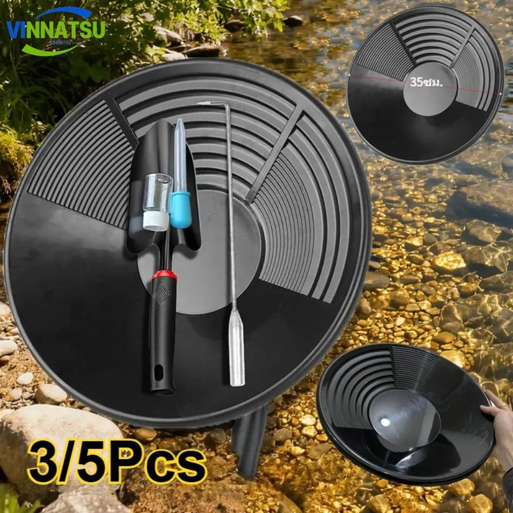 Vinnatsu 5IN1 Loyang Penambang Emas Gold Pan Gold Mining Gold Panning Sekop, Saku Botol, Tabung Uji & Pengait Untuk Mengumpulkan Emas Di Sungai & Lapangan