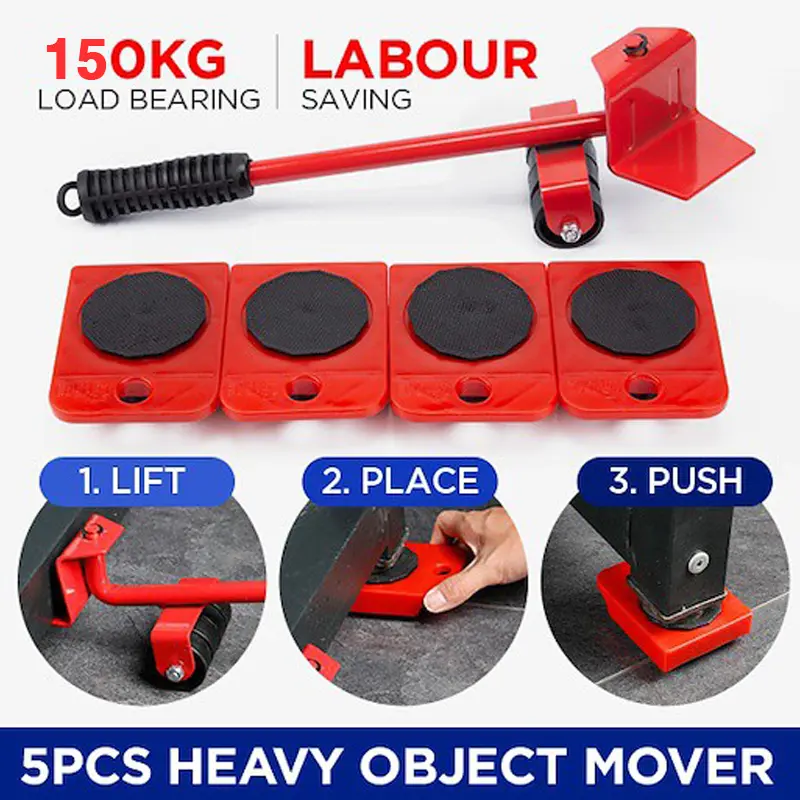 Furniture Transport Lifter Mover Tools Rolling Wheel Corner Furniture Lifter Set House Moving Tool( Red / Black )