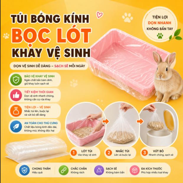 Túi Bóng Kính Lót khay vệ sinh cho Thỏ , Bọ ú,....