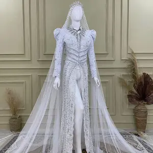 Kebaya Pengantin Gaun Premium Rosegold Mocca Full Payet Slim Dress Wanita Panjang Mewah Luxury Chantilly Semi Prancis Santili Pesta