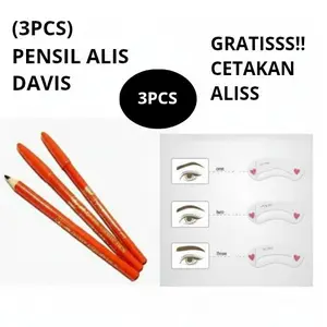 (3PCS) PENSIL ALIS DAVIS Varian Hitam & Coklat (GRATISS CETAKAN ALIS 3IN 1)