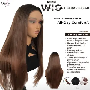 Wig Lace Front Natural Bebas Belah Bahan Synthetic Fiber Premium Panjang 65 cm KODE WH1001