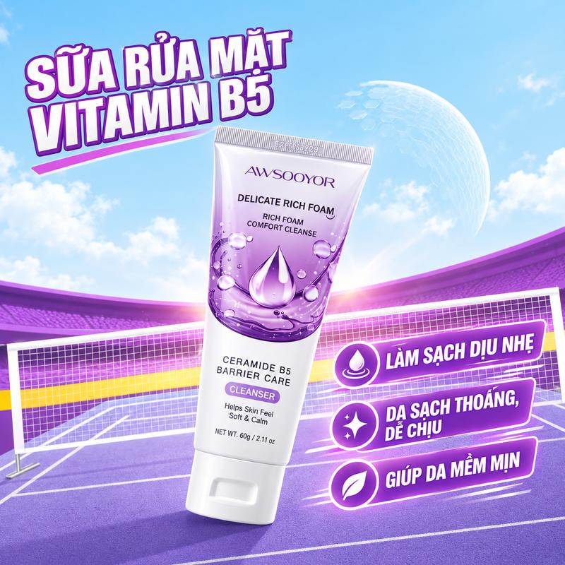 Sữa Rửa Mặt Vitamin B5 Panthenol Cleansing Foam Facial Cleanser 60g