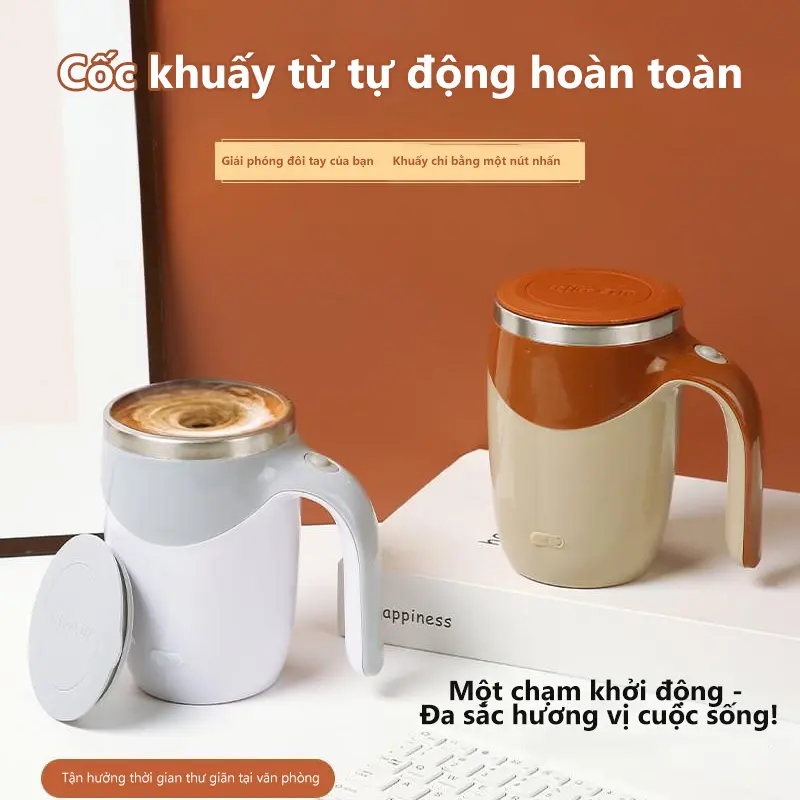 Cốc Khuấy Cà Phê Lười Biếng, Thép Không Gỉ 304, Khuấy Tự Động, Nhanh Và Tiết Kiệm Sức Lao Động, Xoay Từ Tính, Cốc Sữa Điện Dung Tích 386ml, Mới