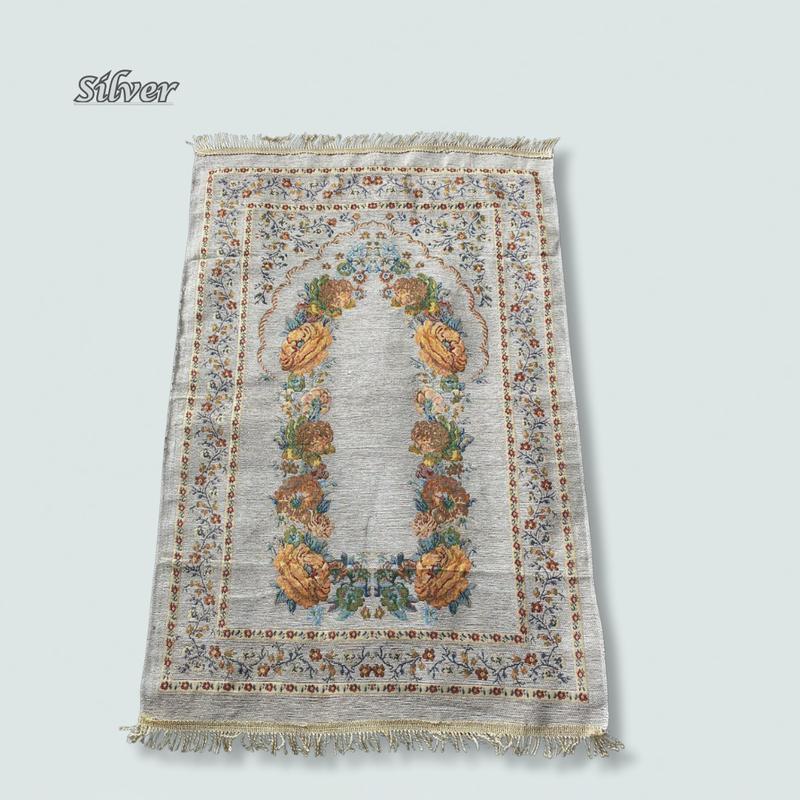 Sajadah turkey rajut motif bunga raudhoh, ukuran 110x70 cm, sajadah travel premium murah 6