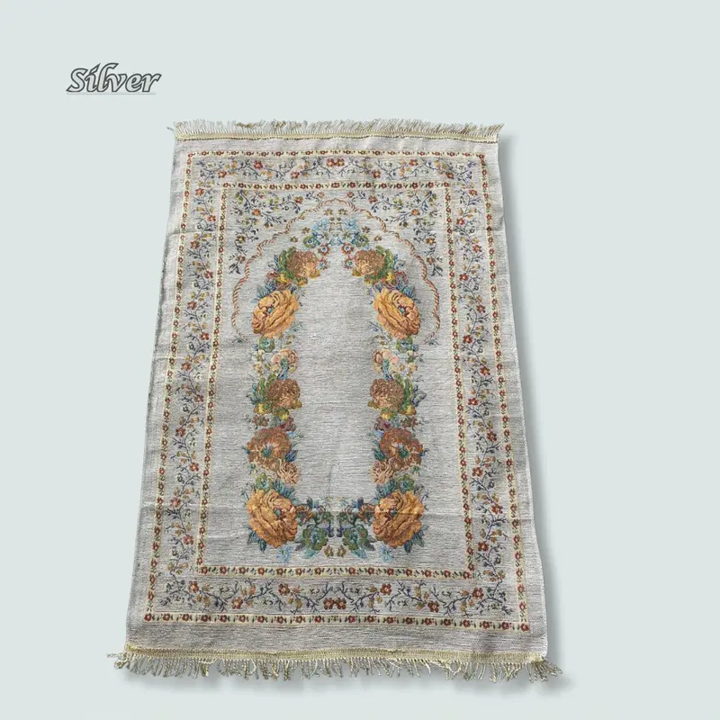 Sajadah turkey rajut motif bunga raudhoh, ukuran 110x70 cm, sajadah travel premium murah 5