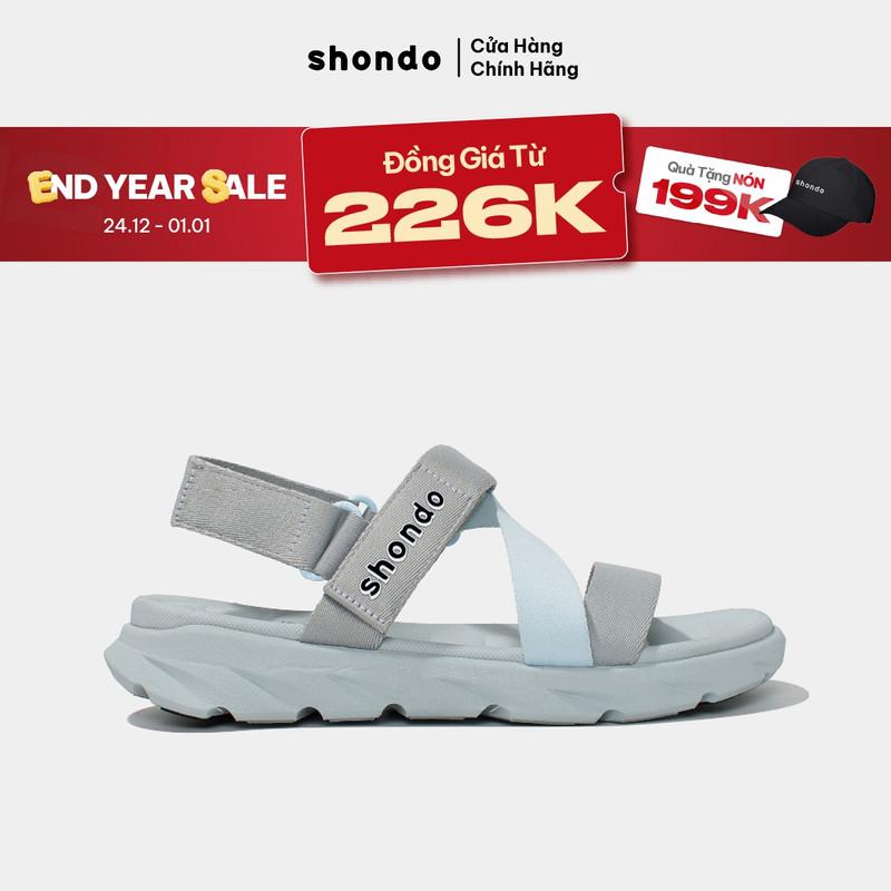  Giày Sandal Nam Nữ SHONDO F6 Sport Thời Trang Nhẹ Êm Đi Học Đi Làm Đế Cao 3cm Màu Xám Xanh Da Trời F6S2030 