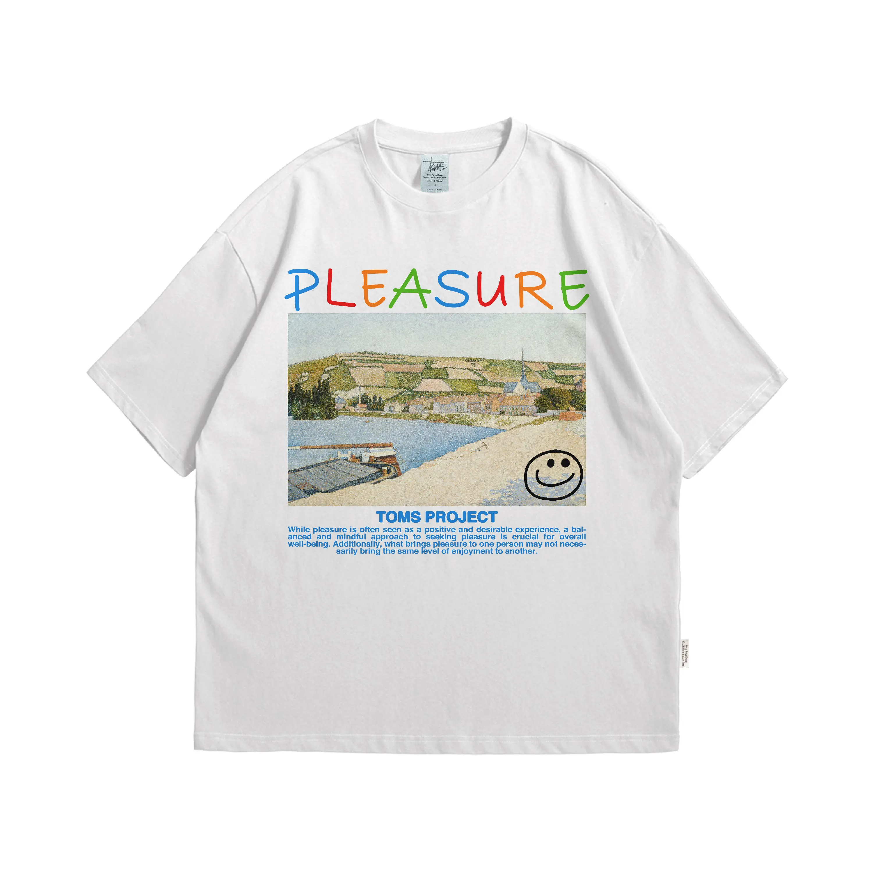 Toms Project - Oversized Tshirt 16's Heavyweight - Leisure White Kaos Pria Distro Baju Oblong Katun Dewasa Pendek Cowok Combed Surfing boxy Keren Santai