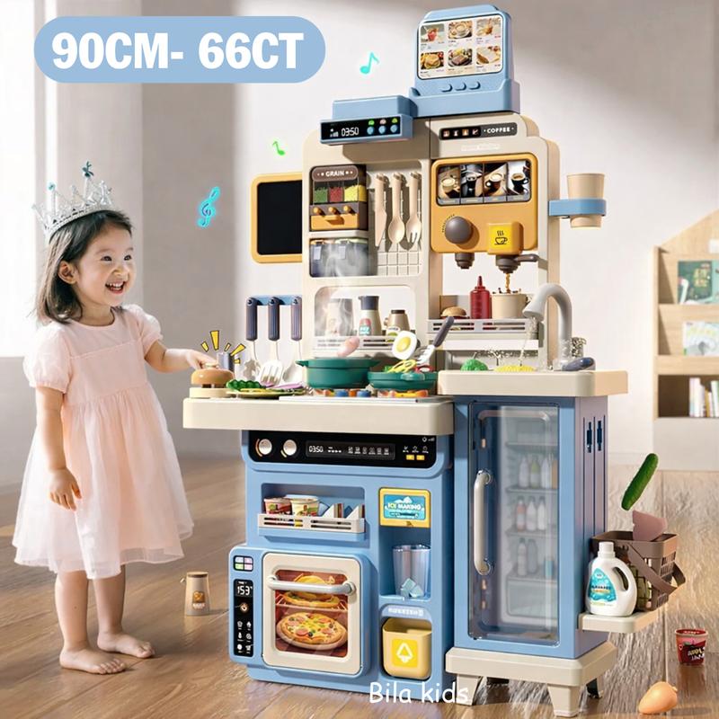TOP Đồ Chơi Nấu Ăn Cho Bé 90cm  Bộ Nhà Bếp Có Khói, Nước Chảy, Âm Thanh, Đèn Nhạc Bác