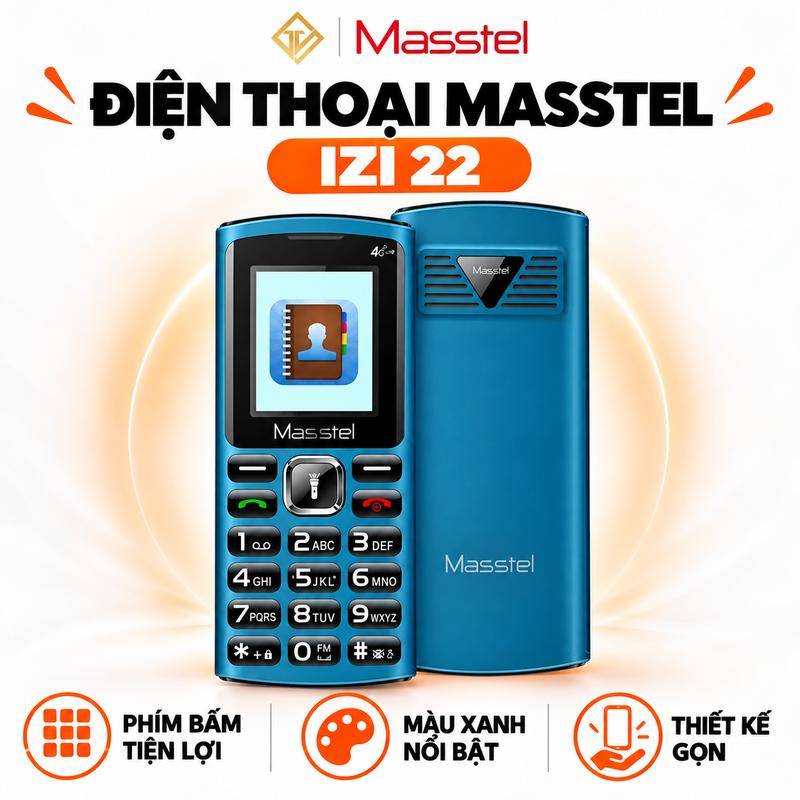 Điện thoại Masstel Izi 22 4G(LTE) Loa ngoài lớn, Bàn phím nổi
